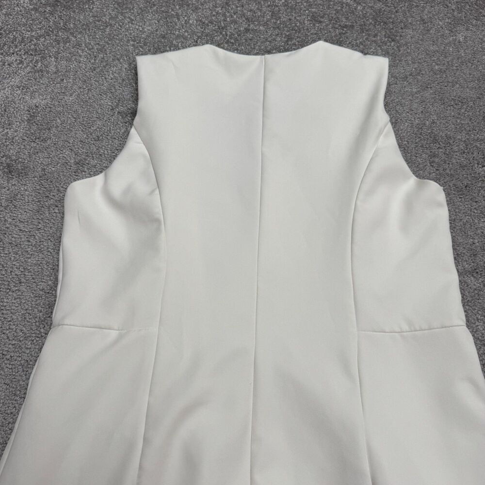 BeBe Asymmetrical Vest Mini Dress Womens Small Ivory Gold Button Sleeveless - Picture 3 of 16